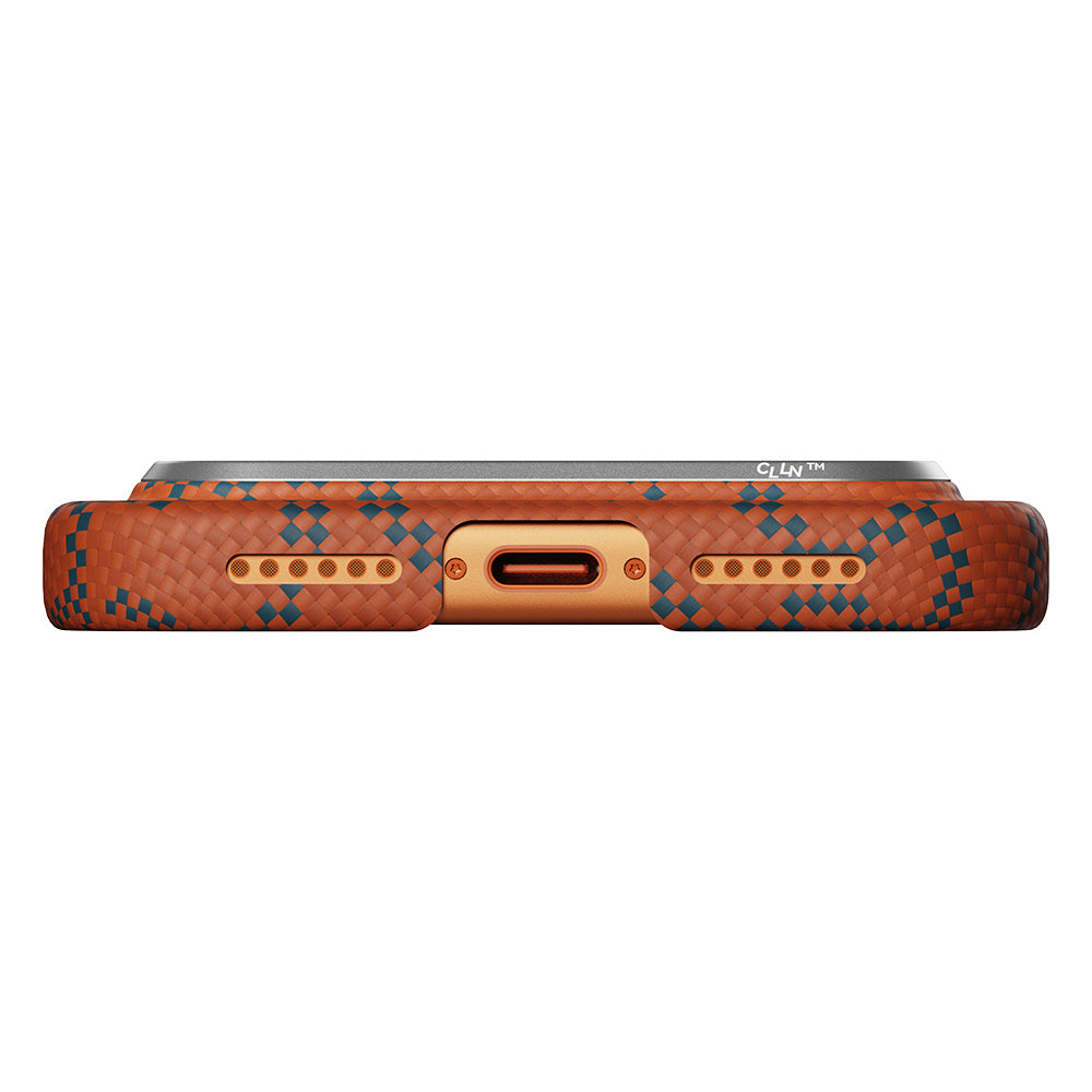 iPhone 17 Pro Kılıf M-safe Şarj Özellikli Aramid Karbon Fiber Pitaka Tactile Woven Monogram Serisi Kılıf