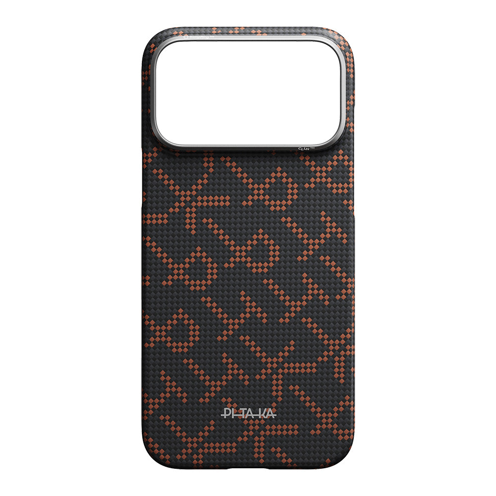iPhone 17 Pro Kılıf M-safe Şarj Özellikli Aramid Karbon Fiber Pitaka Tactile Woven Monogram Serisi Kılıf