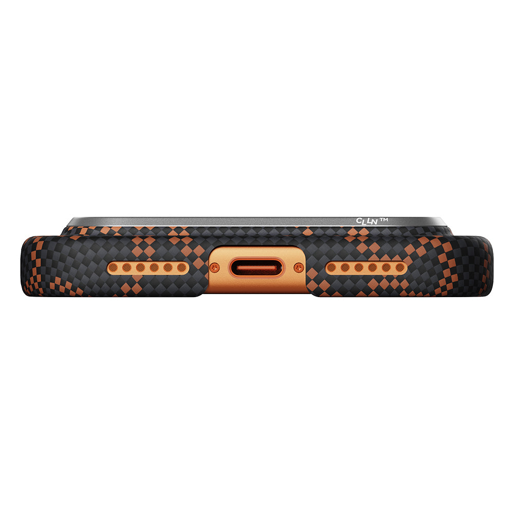 iPhone 17 Pro Kılıf M-safe Şarj Özellikli Aramid Karbon Fiber Pitaka Tactile Woven Monogram Serisi Kılıf