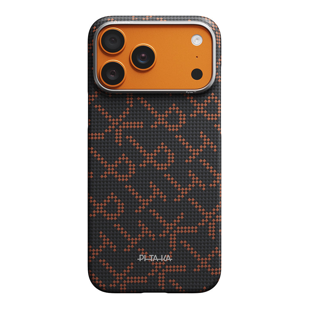 iPhone 17 Pro Kılıf M-safe Şarj Özellikli Aramid Karbon Fiber Pitaka Tactile Woven Monogram Serisi Kılıf
