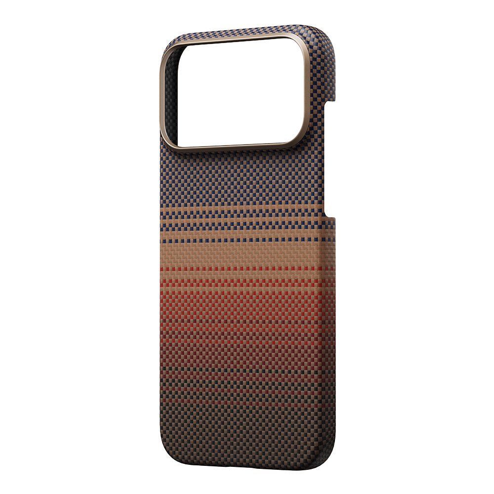 iPhone 17 Pro Kılıf M-safe Şarj Özellikli Aramid Karbon Fiber Pitaka Tactile Woven Sunset-Moonrise Serisi Kılıf