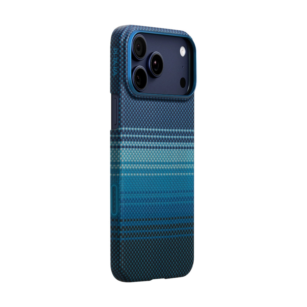 iPhone 17 Pro Kılıf M-safe Şarj Özellikli Aramid Karbon Fiber Pitaka Tactile Woven Sunset-Moonrise Serisi Kılıf