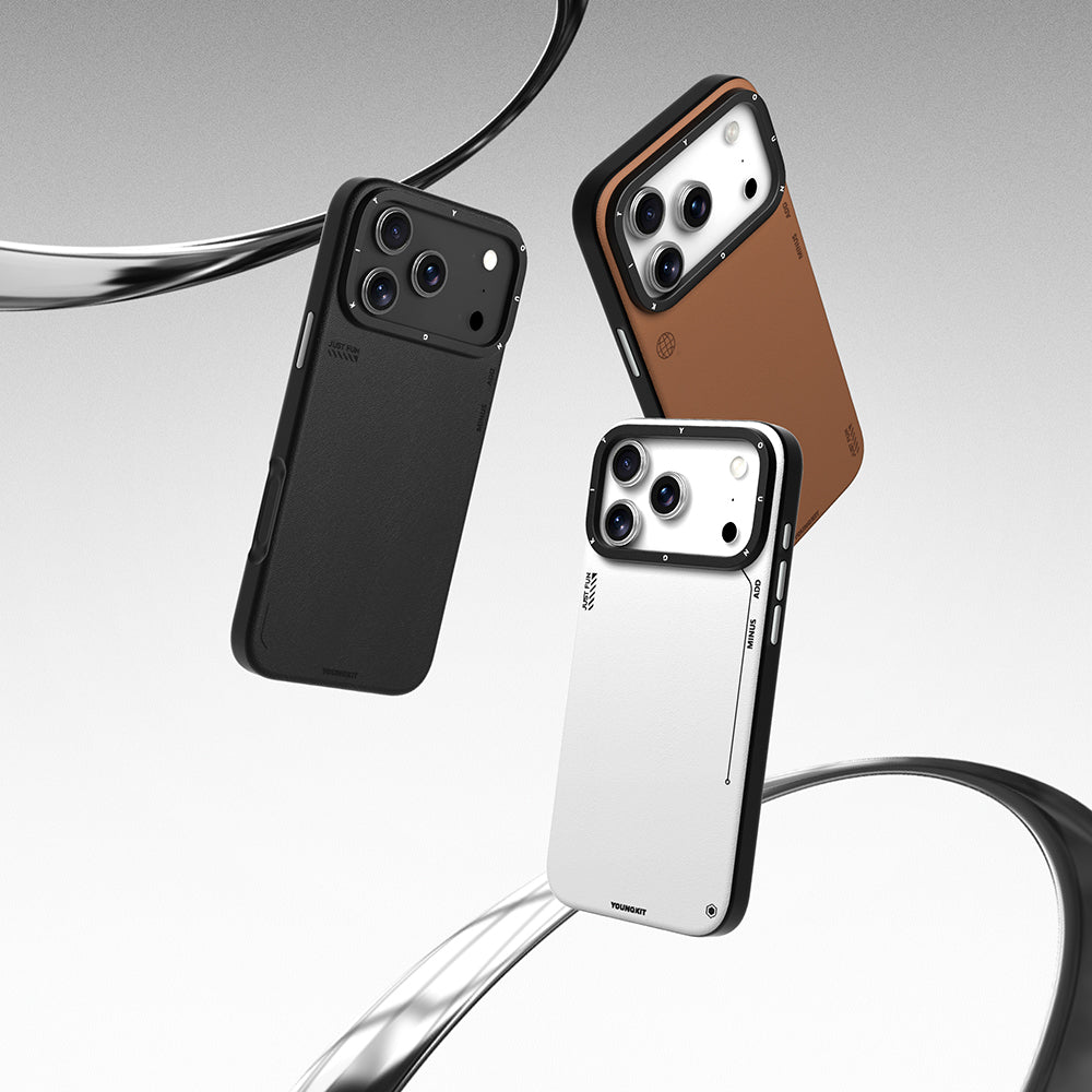 iPhone 17 Pro Kılıf M-safe Şarj Özellikli Basit Mat Deri Desenli Youngkit Tech Fashion Serisi Kılıf