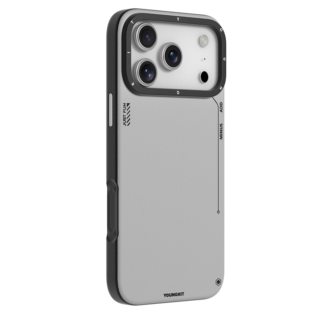 iPhone 17 Pro Kılıf M-safe Şarj Özellikli Basit Mat Deri Desenli Youngkit Tech Fashion Serisi Kılıf