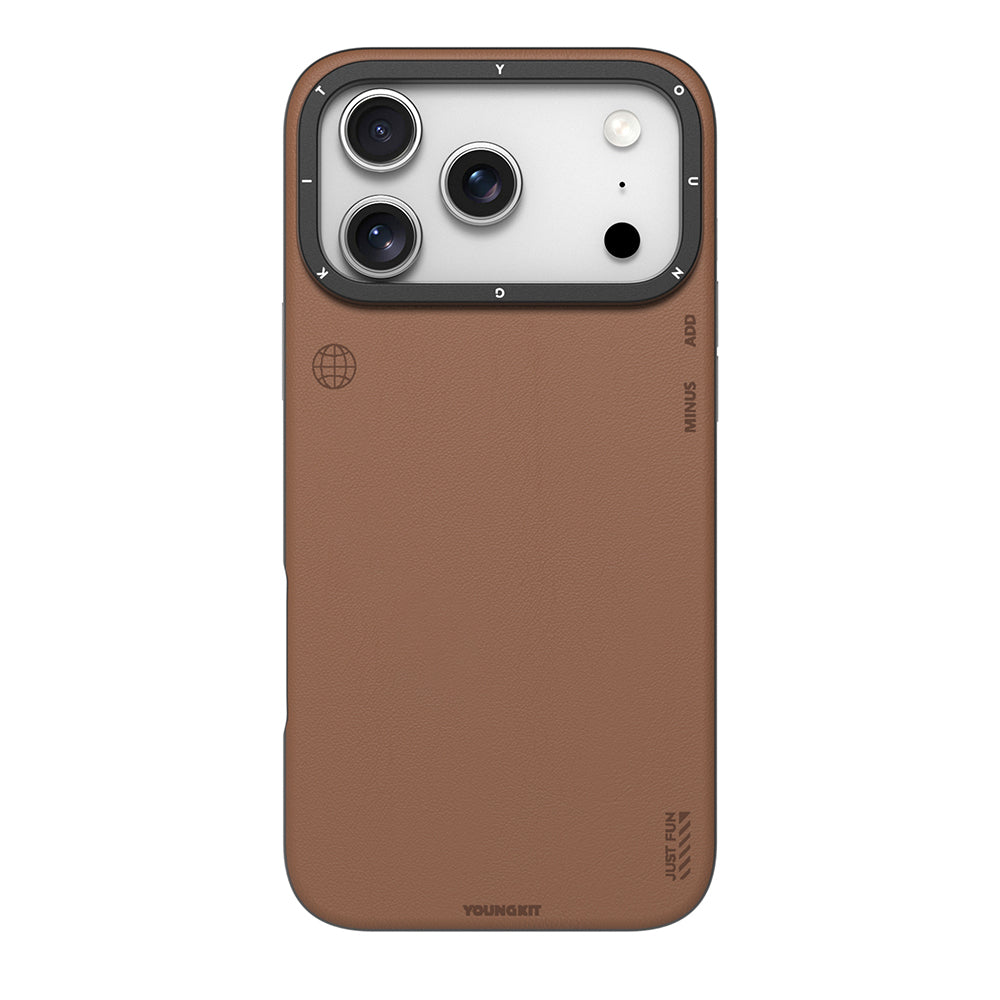 iPhone 17 Pro Kılıf M-safe Şarj Özellikli Basit Mat Deri Desenli Youngkit Tech Fashion Serisi Kılıf