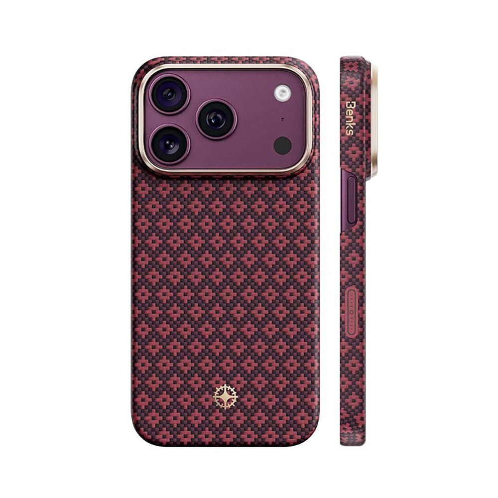 iPhone 17 Pro Kılıf M-Safe Şarj Özellikli Benks ArmorAir ArmorGrid Serisi C1 Kevlar Karbon Kılıf