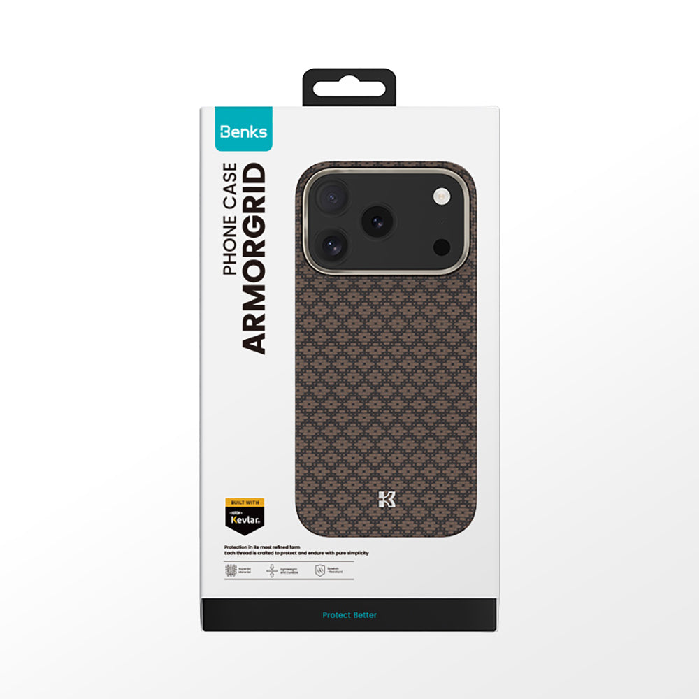iPhone 17 Pro Kılıf M-Safe Şarj Özellikli Benks ArmorAir ArmorGrid Serisi Kevlar Karbon Kılıf