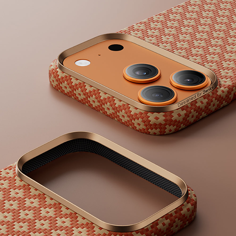 iPhone 17 Pro Kılıf M-Safe Şarj Özellikli Benks ArmorAir ArmorGrid Serisi Kevlar Karbon Kılıf