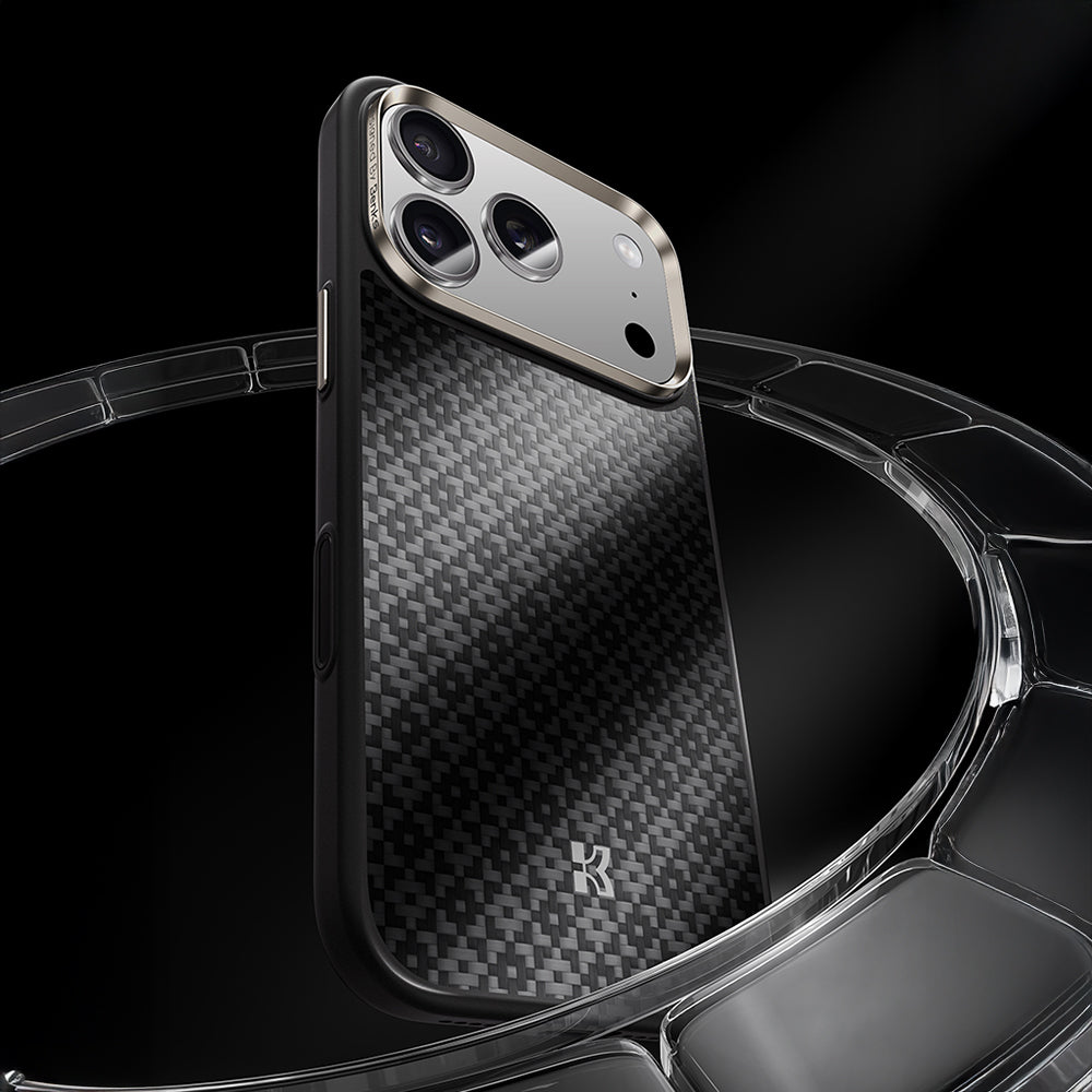 iPhone 17 Pro Kılıf M-Safe Şarj Özellikli Benks ArmorPro ArmorGrid Serisi Kevlar Karbon Kılıf