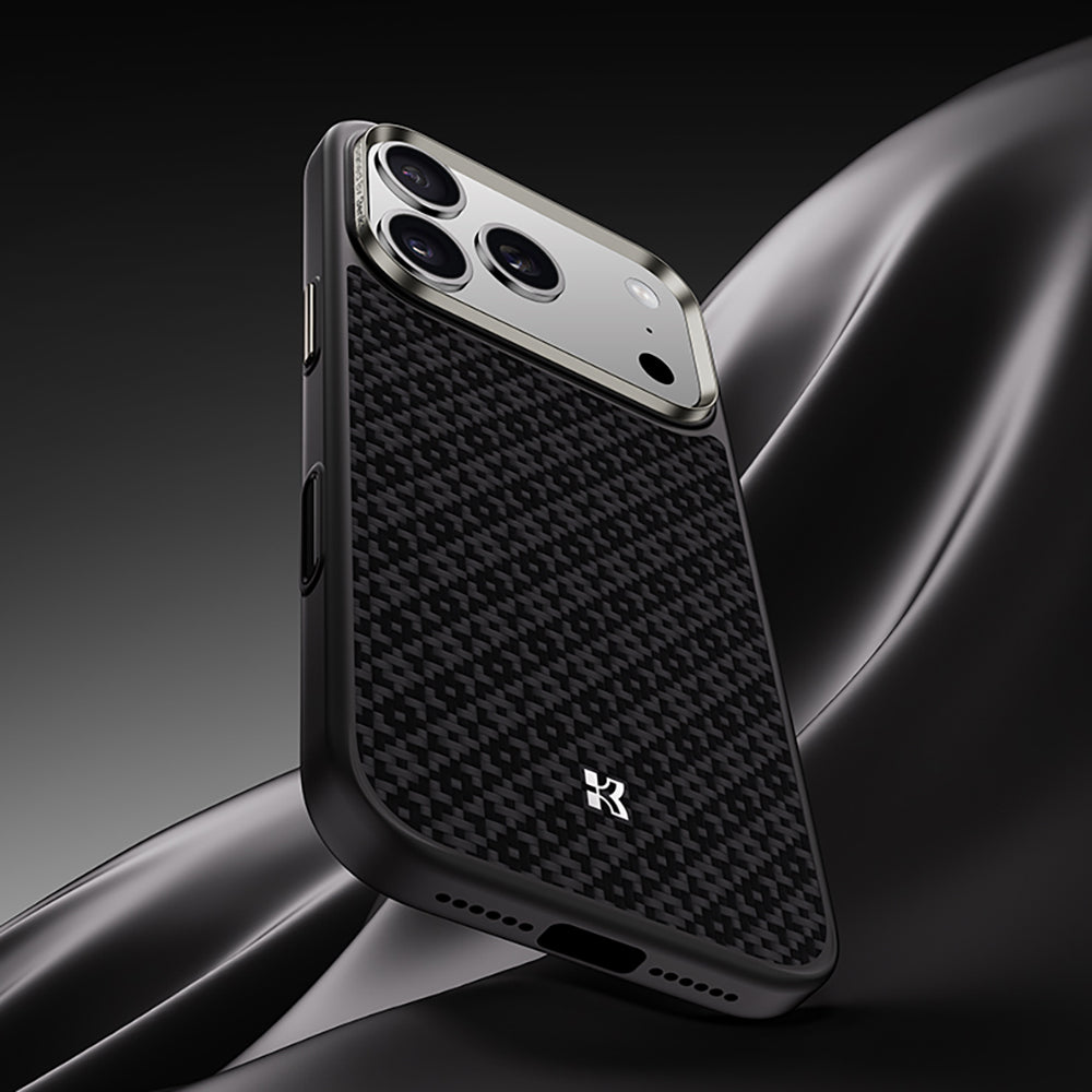 iPhone 17 Pro Kılıf M-Safe Şarj Özellikli Benks ArmorPro ArmorGrid Serisi Kevlar Karbon Kılıf