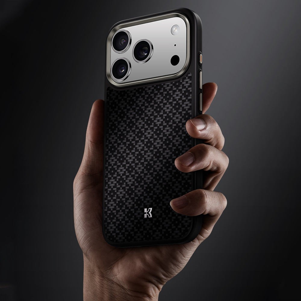 iPhone 17 Pro Kılıf M-Safe Şarj Özellikli Benks ArmorPro ArmorGrid Serisi Kevlar Karbon Kılıf