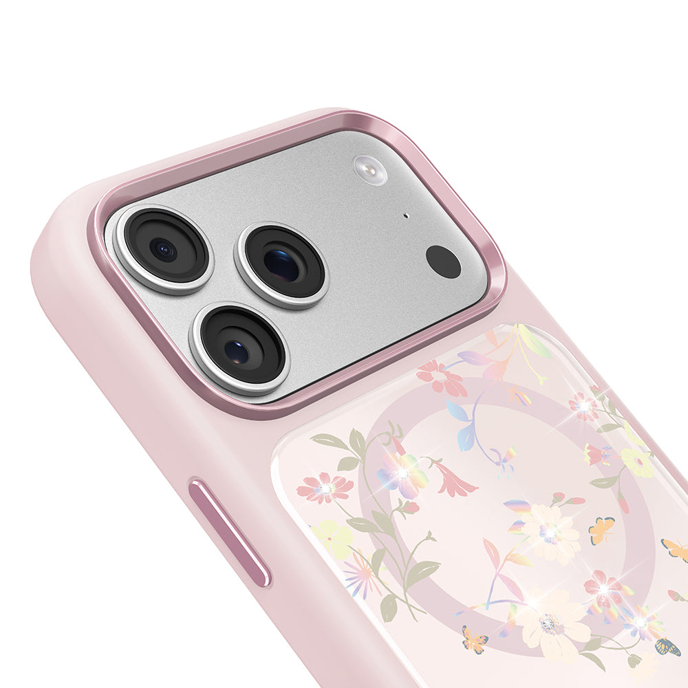 iPhone 17 Pro Kılıf M-safe Şarj Özellikli Çiçek Tasarımlı Mutural Flower Serisi Kılıf
