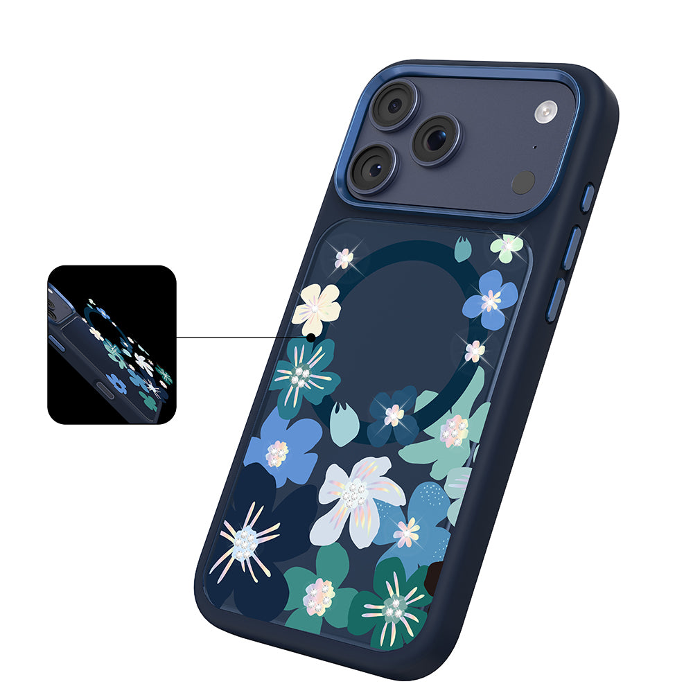 iPhone 17 Pro Kılıf M-safe Şarj Özellikli Çiçek Tasarımlı Mutural Flower Serisi Kılıf