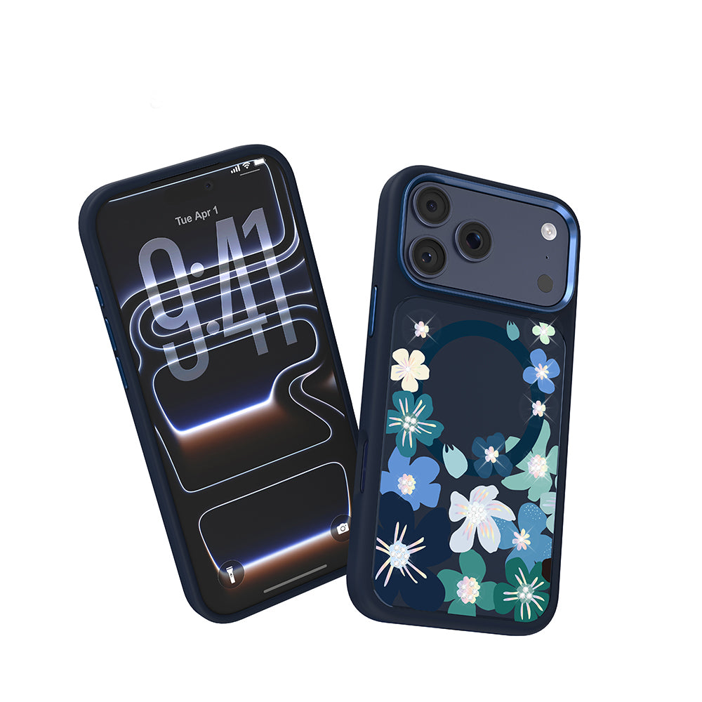 iPhone 17 Pro Kılıf M-safe Şarj Özellikli Çiçek Tasarımlı Mutural Flower Serisi Kılıf