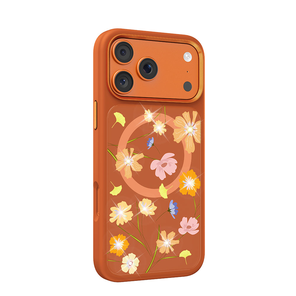 iPhone 17 Pro Kılıf M-safe Şarj Özellikli Çiçek Tasarımlı Mutural Flower Serisi Kılıf