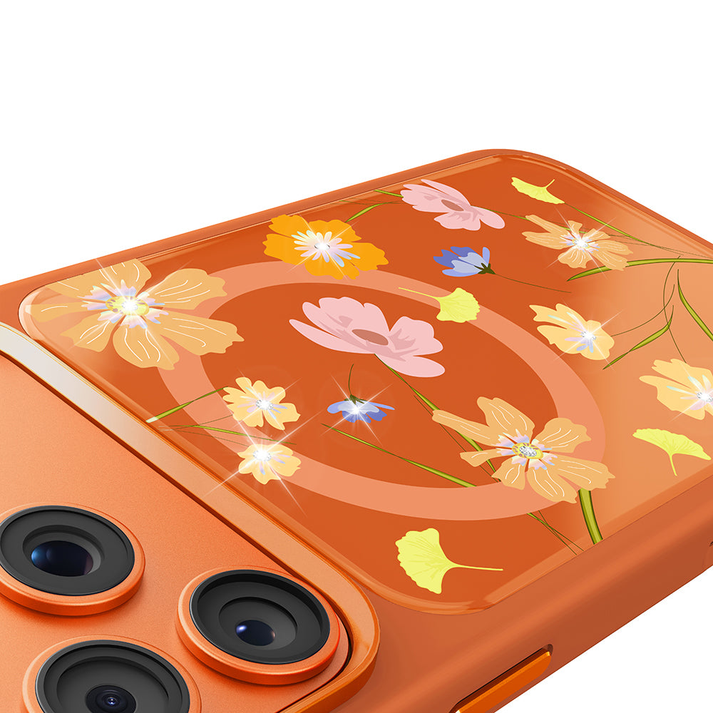 iPhone 17 Pro Kılıf M-safe Şarj Özellikli Çiçek Tasarımlı Mutural Flower Serisi Kılıf