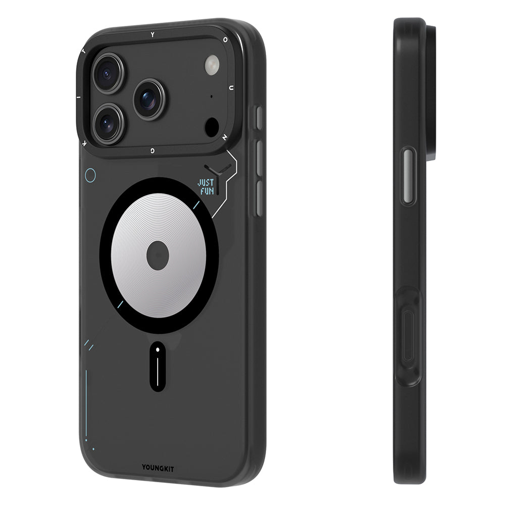 iPhone 17 Pro Kılıf M-safe Şarj Özellikli Disk Desenli Youngkit Disc Battle Kılıf