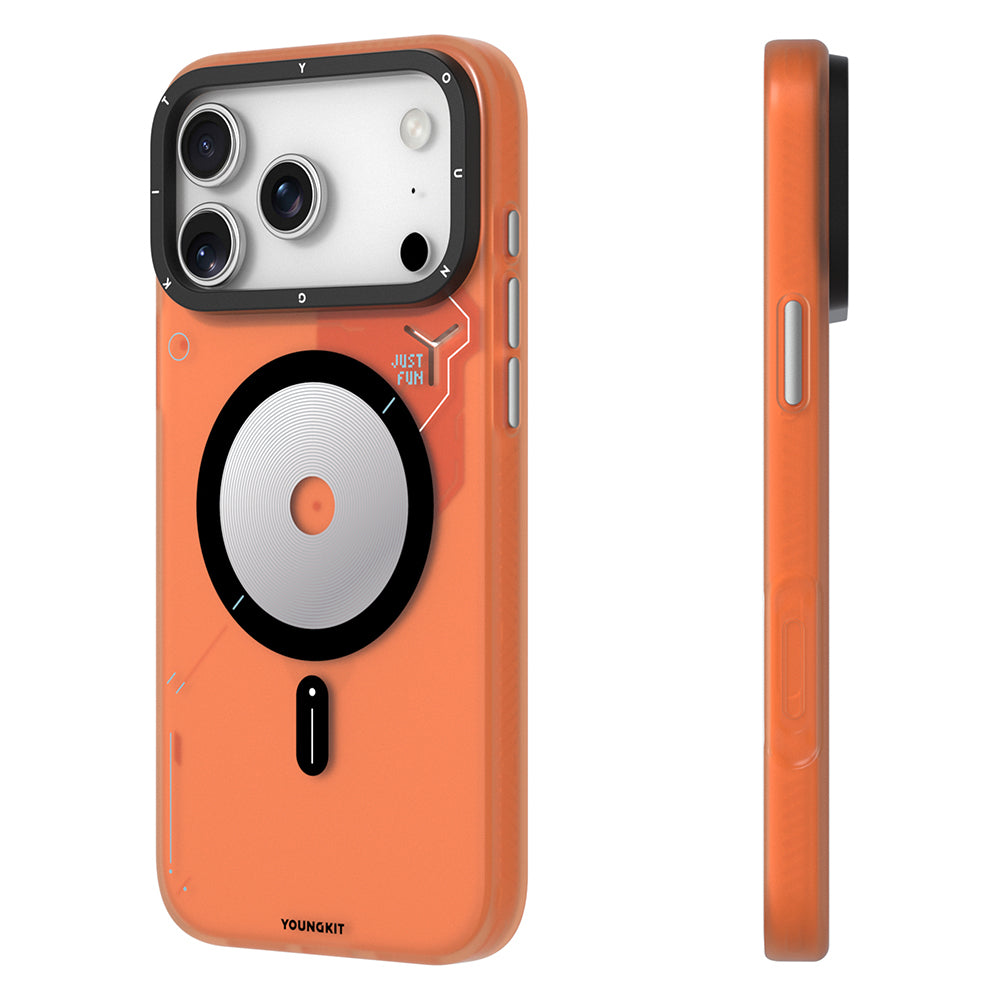 iPhone 17 Pro Kılıf M-safe Şarj Özellikli Disk Desenli Youngkit Disc Battle Kılıf