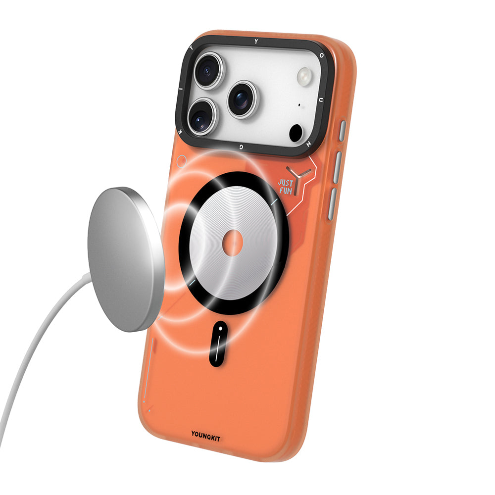 iPhone 17 Pro Kılıf M-safe Şarj Özellikli Disk Desenli Youngkit Disc Battle Kılıf