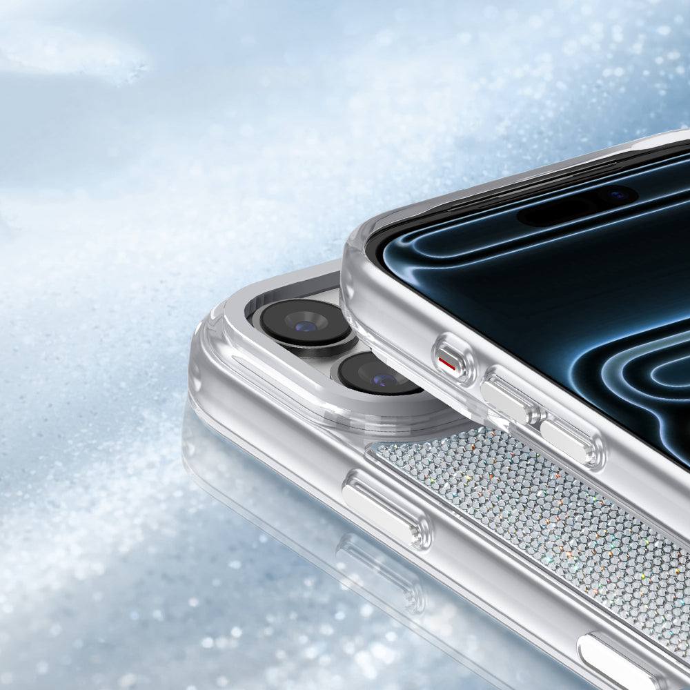 iPhone 17 Pro Kılıf M-Safe Şarj Özellikli El İşlemeli Swarovski Taşlı Zore Paris Riva Sert PC Kılıf