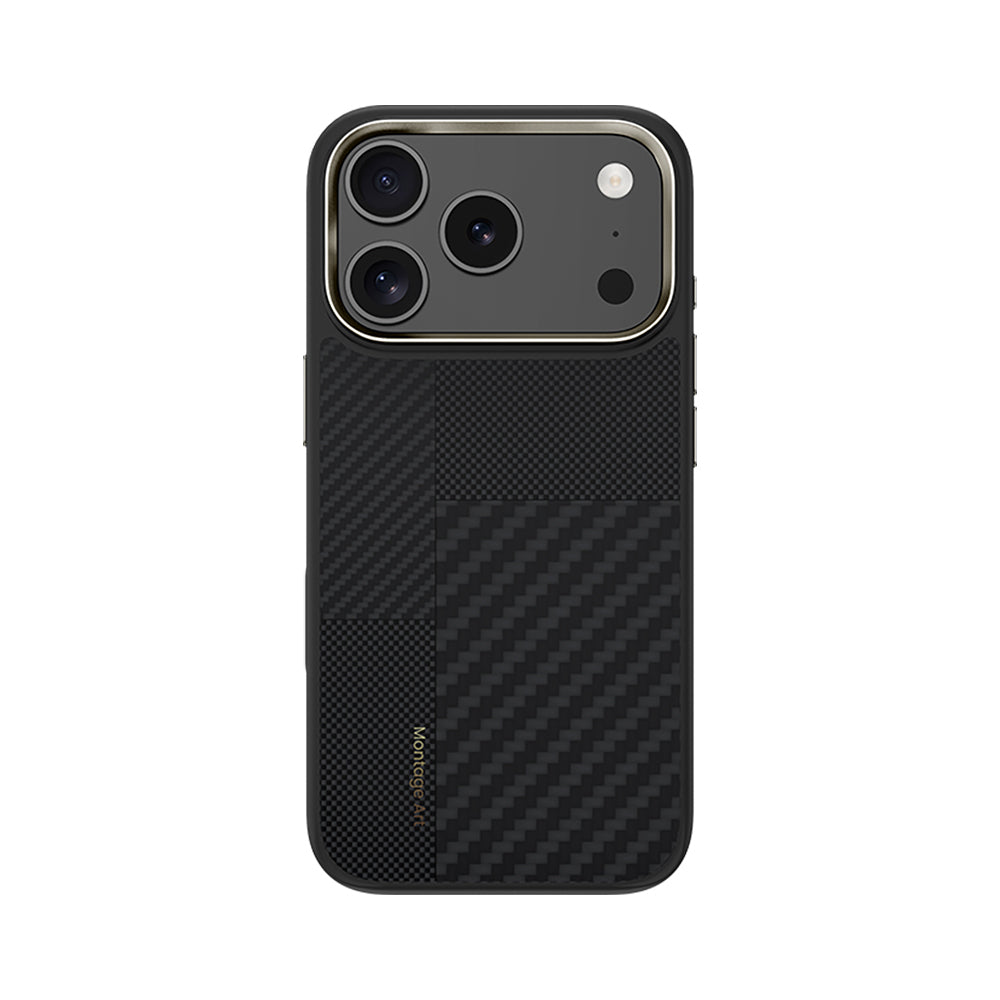 iPhone 17 Pro Kılıf M-safe Şarj Özellikli Karbon Fiber Benks Montage Hybrid ArmorPro Kevlar Kılıf