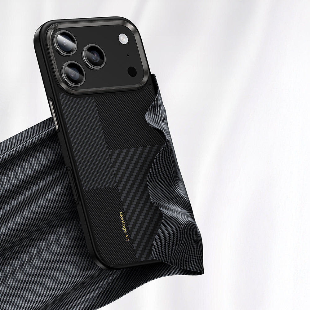 iPhone 17 Pro Kılıf M-safe Şarj Özellikli Karbon Fiber Benks Montage Hybrid ArmorPro Kevlar Kılıf
