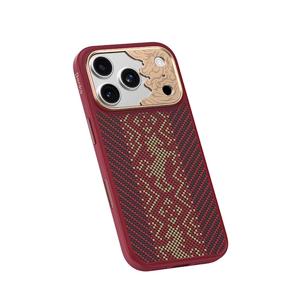 iPhone 17 Pro Kılıf M-safe Şarj Özellikli Karbon Fiber Tasarımlı Benks Knight ArmorPro Kevlar Kılıf