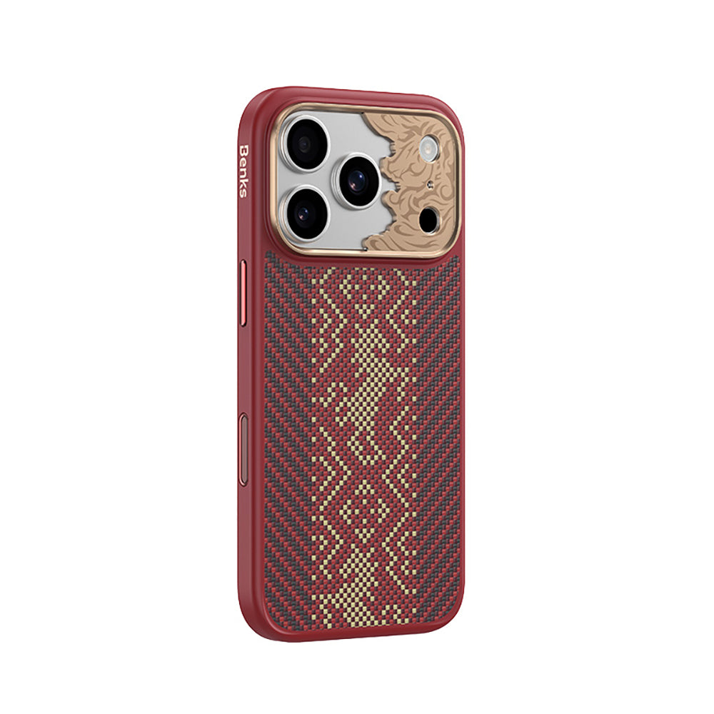 iPhone 17 Pro Kılıf M-safe Şarj Özellikli Karbon Fiber Tasarımlı Benks Knight ArmorPro Kevlar Kılıf