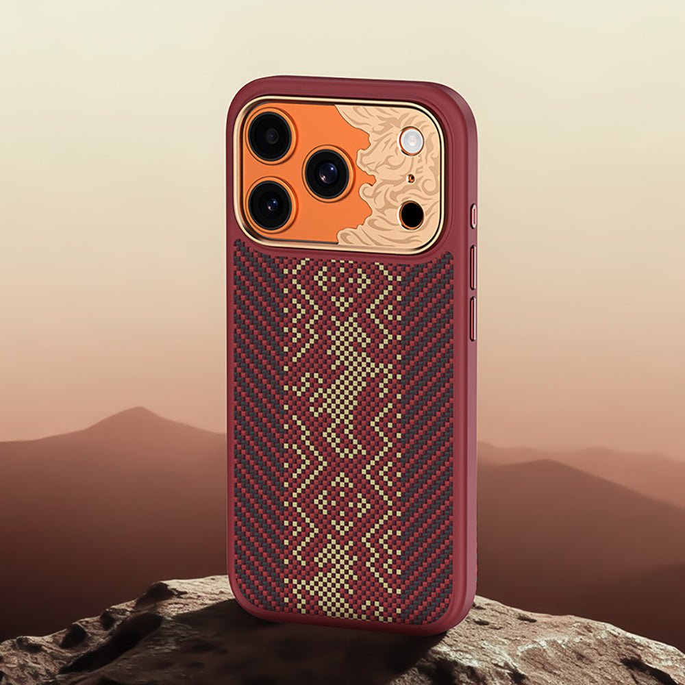 iPhone 17 Pro Kılıf M-safe Şarj Özellikli Karbon Fiber Tasarımlı Benks Knight ArmorPro Kevlar Kılıf