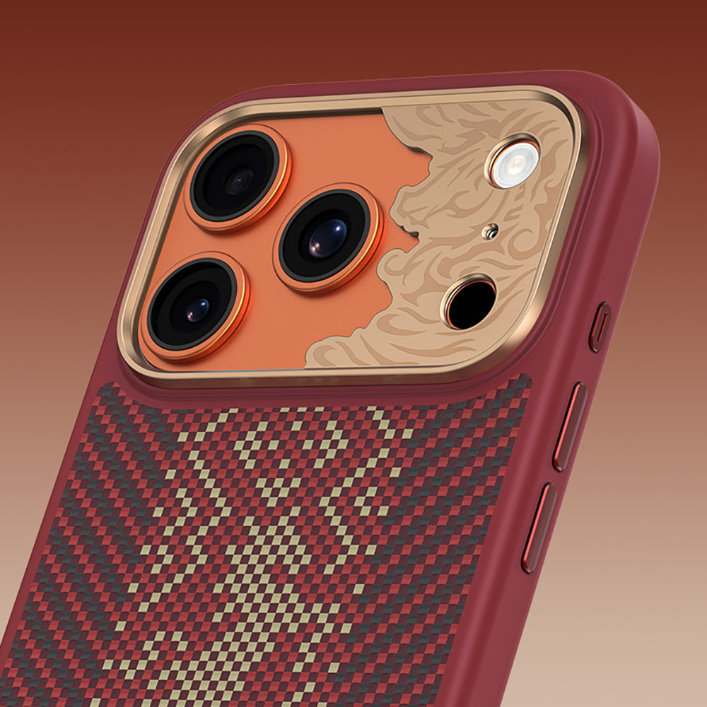 iPhone 17 Pro Kılıf M-safe Şarj Özellikli Karbon Fiber Tasarımlı Benks Knight ArmorPro Kevlar Kılıf