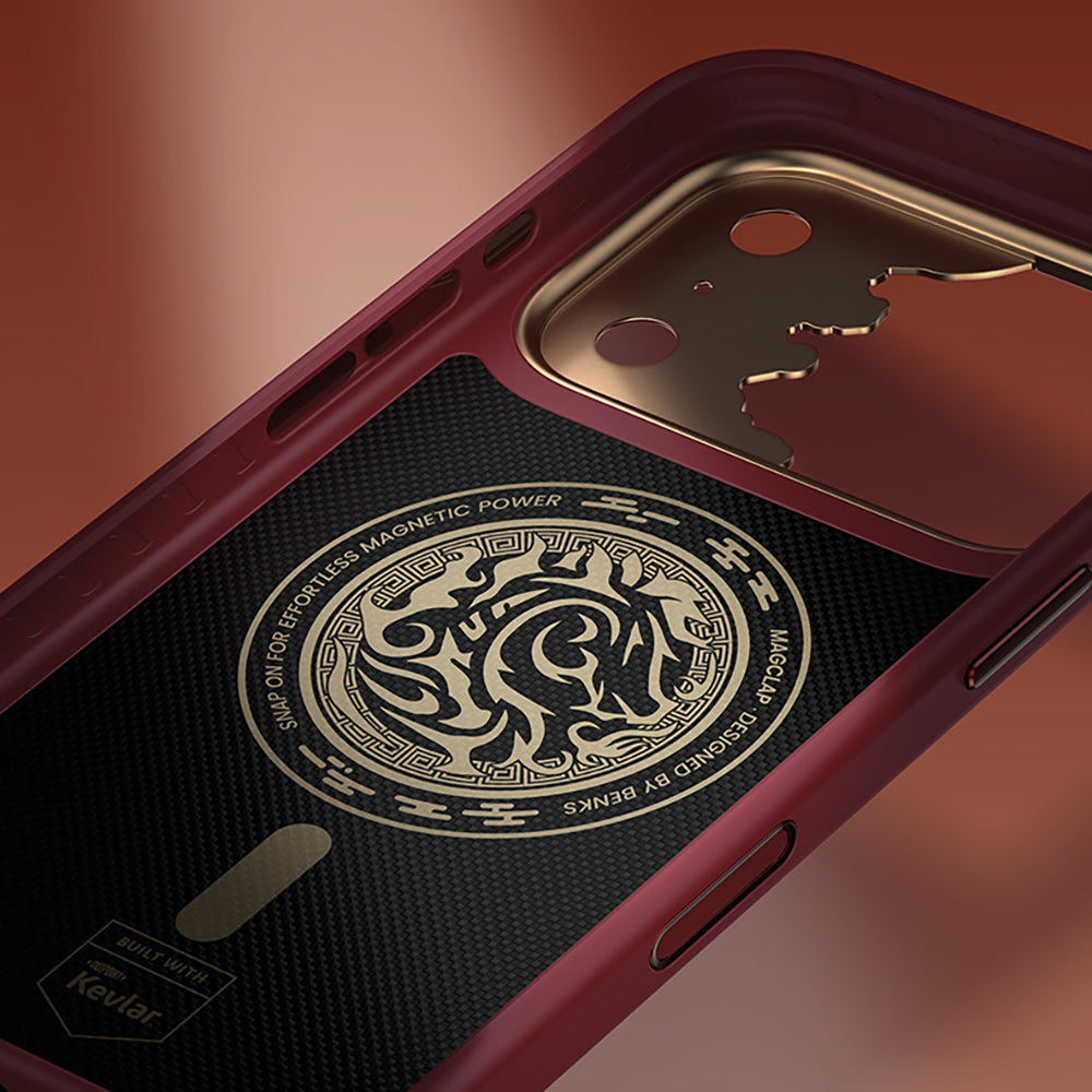 iPhone 17 Pro Kılıf M-safe Şarj Özellikli Karbon Fiber Tasarımlı Benks Knight ArmorPro Kevlar Kılıf