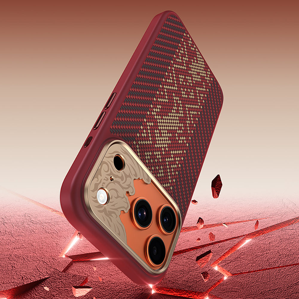 iPhone 17 Pro Kılıf M-safe Şarj Özellikli Karbon Fiber Tasarımlı Benks Knight ArmorPro Kevlar Kılıf