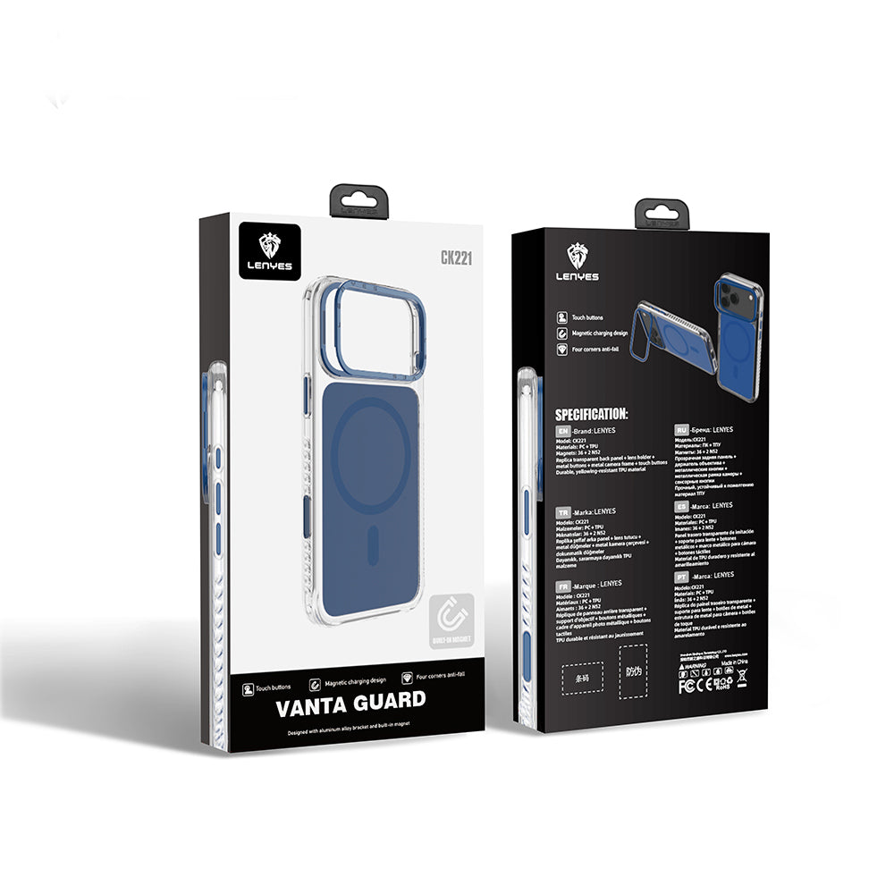iPhone 17 Pro Kılıf M-safe Şarj Özellikli Metal Kamera Çerçeveli Airbag Tasarımlı Lenyes CK221 Sert PC Kılıf