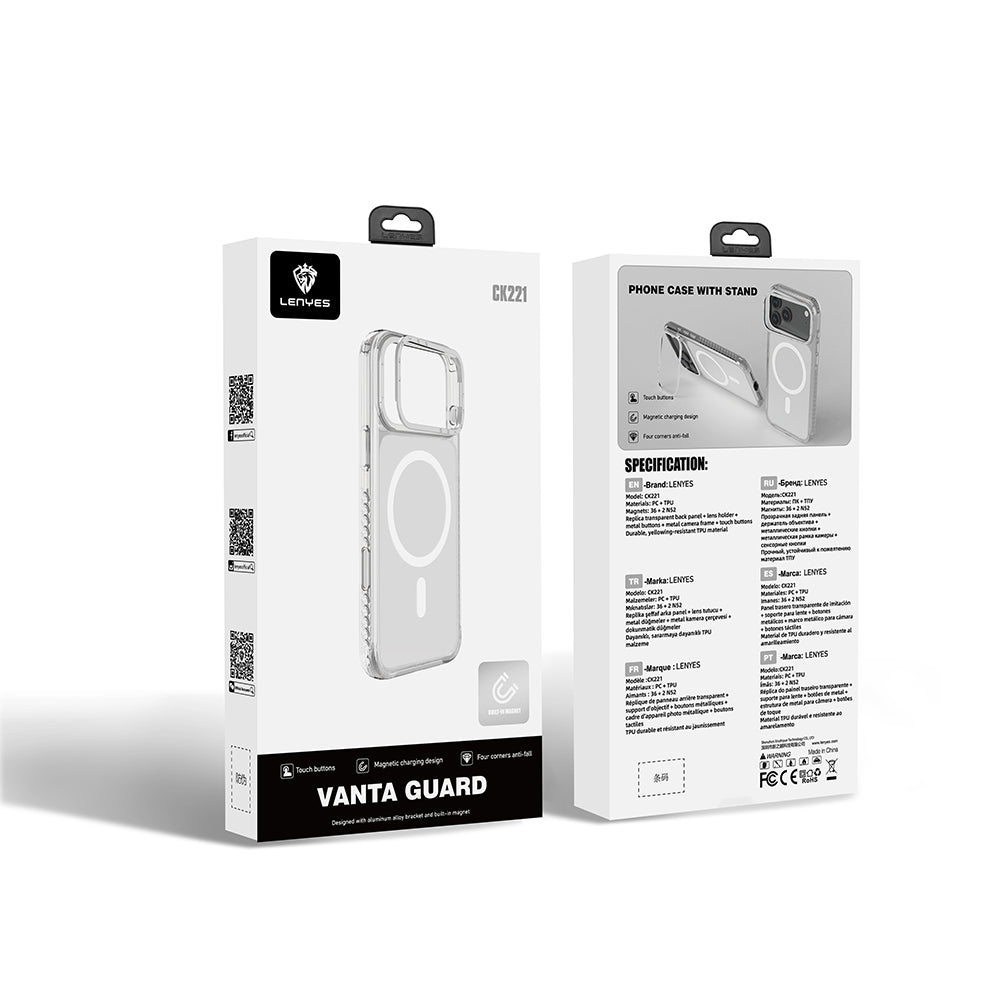 iPhone 17 Pro Kılıf M-safe Şarj Özellikli Metal Kamera Çerçeveli Airbag Tasarımlı Lenyes CK221 Sert PC Kılıf