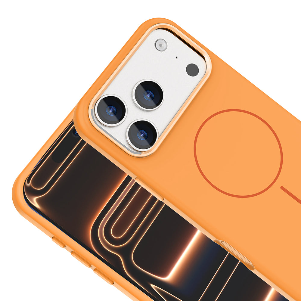 iPhone 17 Pro Kılıf M-Safe Şarj Özellikli Metal Kamera Çerçeveli Zore Edi Silikon Kılıf