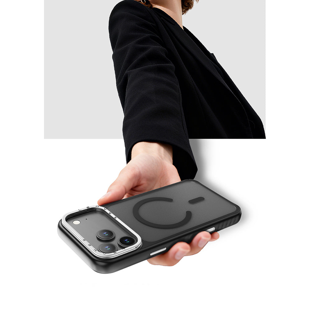 iPhone 17 Pro Kılıf M-safe Şarj Özellikli Metal Kamera Standlı Lenyes CK226 PC Kılıf