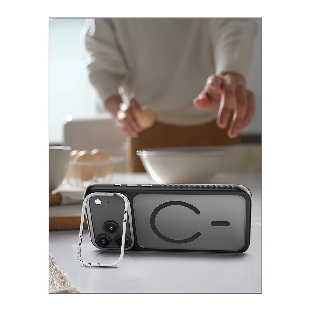 iPhone 17 Pro Kılıf M-safe Şarj Özellikli Metal Kamera Standlı Lenyes CK226 PC Kılıf