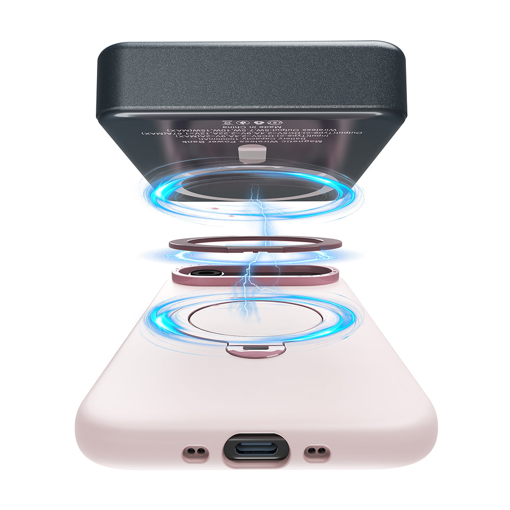 iPhone 17 Pro Kılıf M-safe Şarj Özellikli Metal Standlı Sıvı Silikon Lenyes CK223 Kılıf