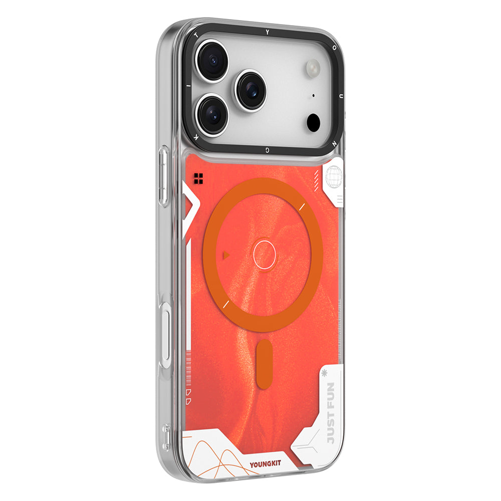 iPhone 17 Pro Kılıf M-safe Şarj Özellikli Parlak Kumlu Sıvılı Tasarımlı Galaxy Fantasy Serisi Kılıf