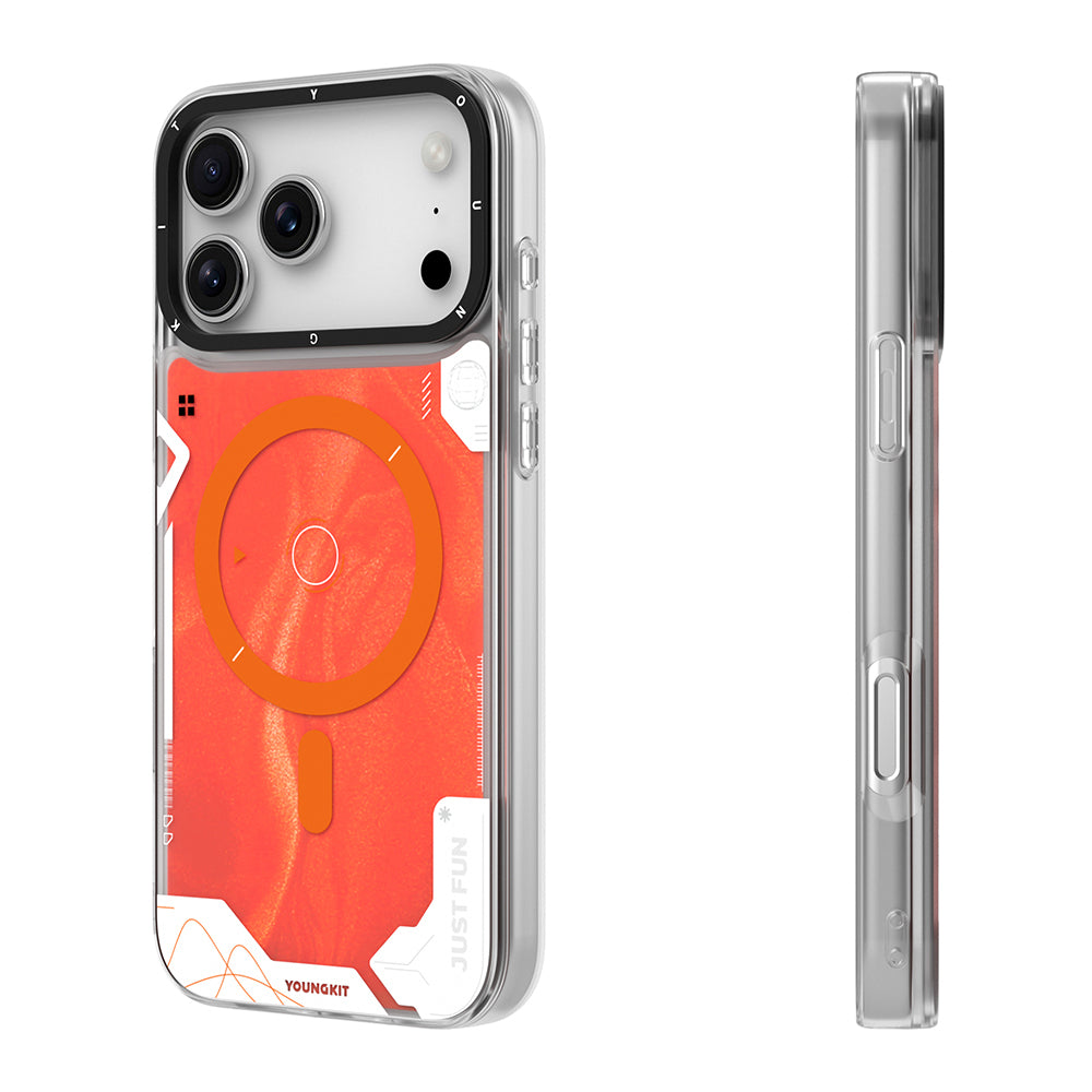 iPhone 17 Pro Kılıf M-safe Şarj Özellikli Parlak Kumlu Sıvılı Tasarımlı Galaxy Fantasy Serisi Kılıf