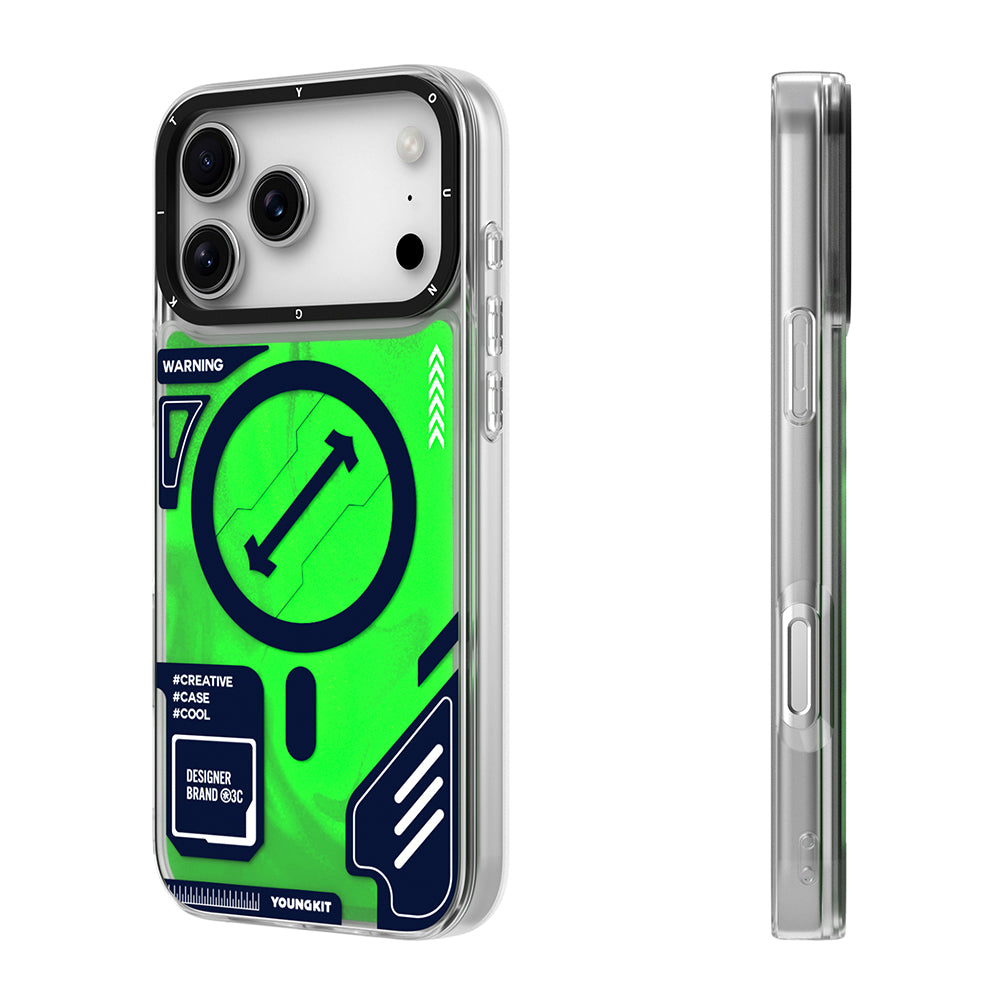 iPhone 17 Pro Kılıf M-safe Şarj Özellikli Parlak Kumlu Sıvılı Tasarımlı Galaxy Fantasy Serisi Kılıf