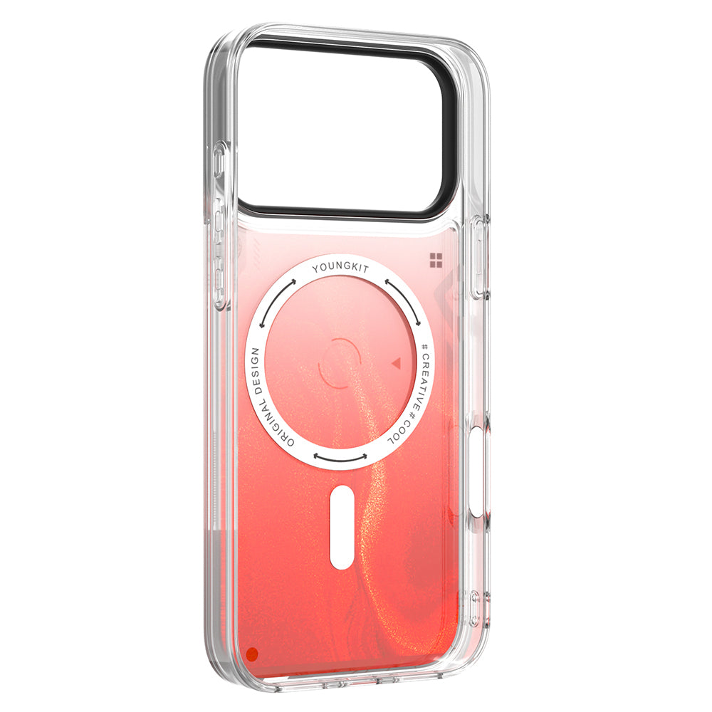 iPhone 17 Pro Kılıf M-safe Şarj Özellikli Parlak Kumlu Sıvılı Tasarımlı Galaxy Fantasy Serisi Kılıf