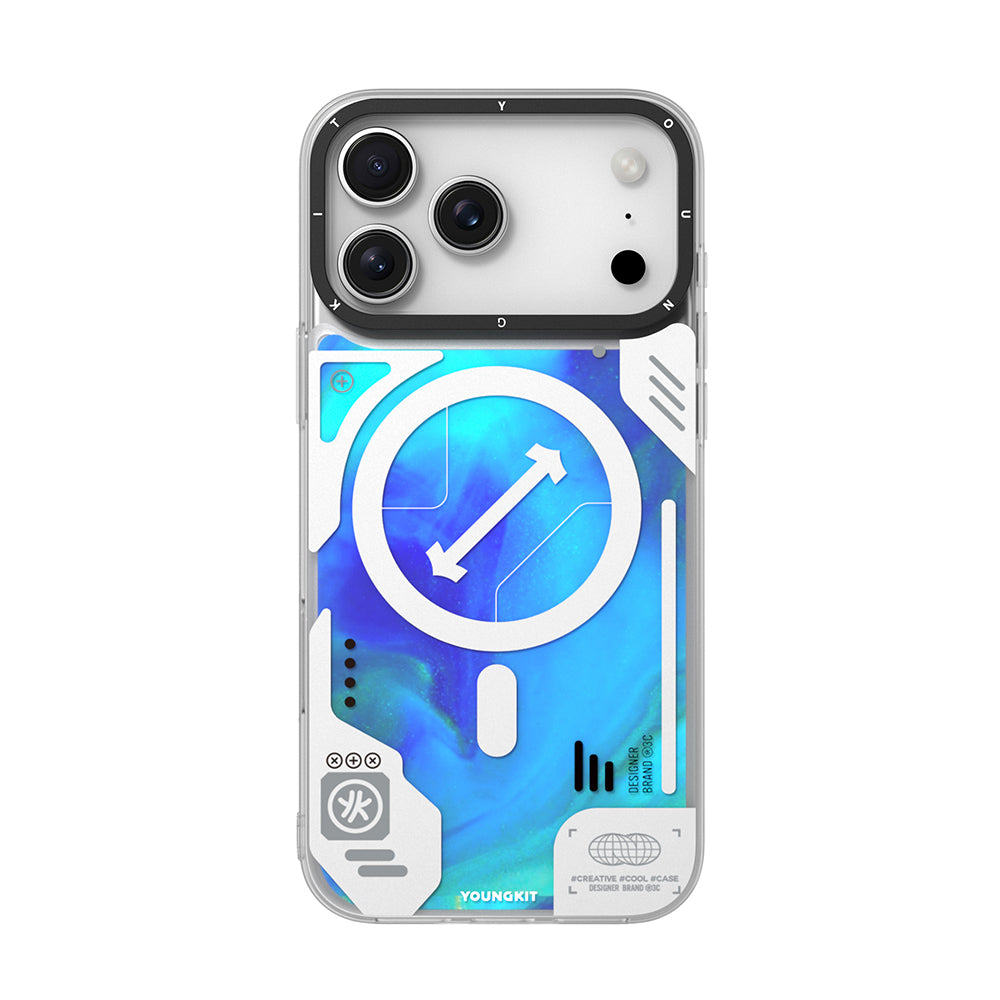 iPhone 17 Pro Kılıf M-safe Şarj Özellikli Parlak Kumlu Sıvılı Tasarımlı Galaxy Fantasy Serisi Kılıf