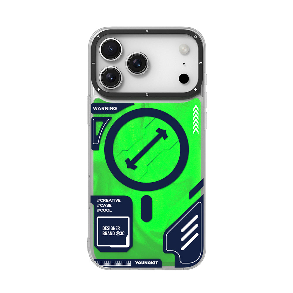 iPhone 17 Pro Kılıf M-safe Şarj Özellikli Parlak Kumlu Sıvılı Tasarımlı Galaxy Fantasy Serisi Kılıf