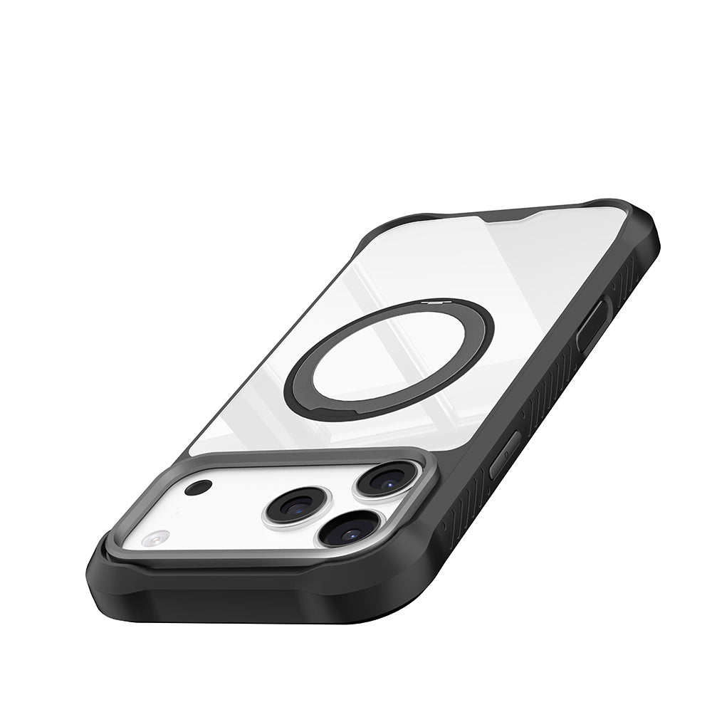 iPhone 17 Pro Kılıf M-safe Şarj Özellikli Parmak Ring Standlı Airbag Tasarımlı Mutural Obsidian Serisi Kılıf