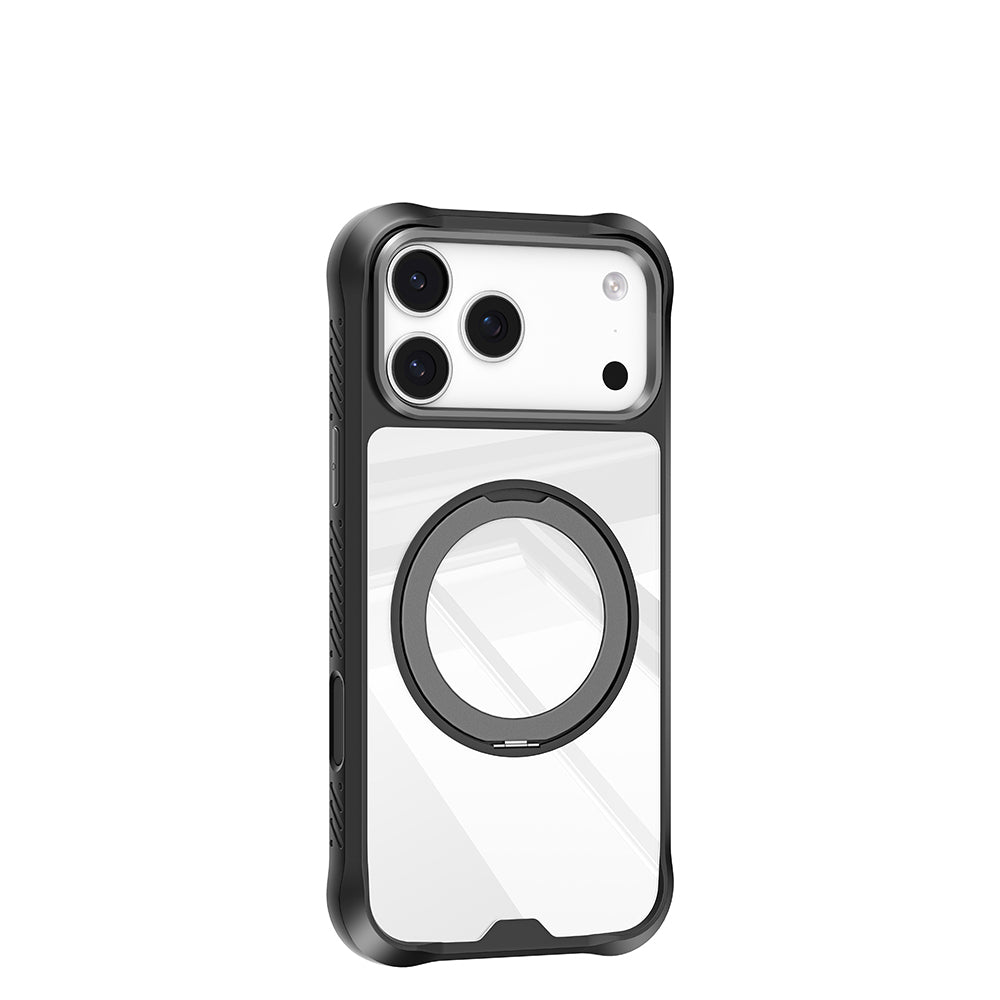 iPhone 17 Pro Kılıf M-safe Şarj Özellikli Parmak Ring Standlı Airbag Tasarımlı Mutural Obsidian Serisi Kılıf