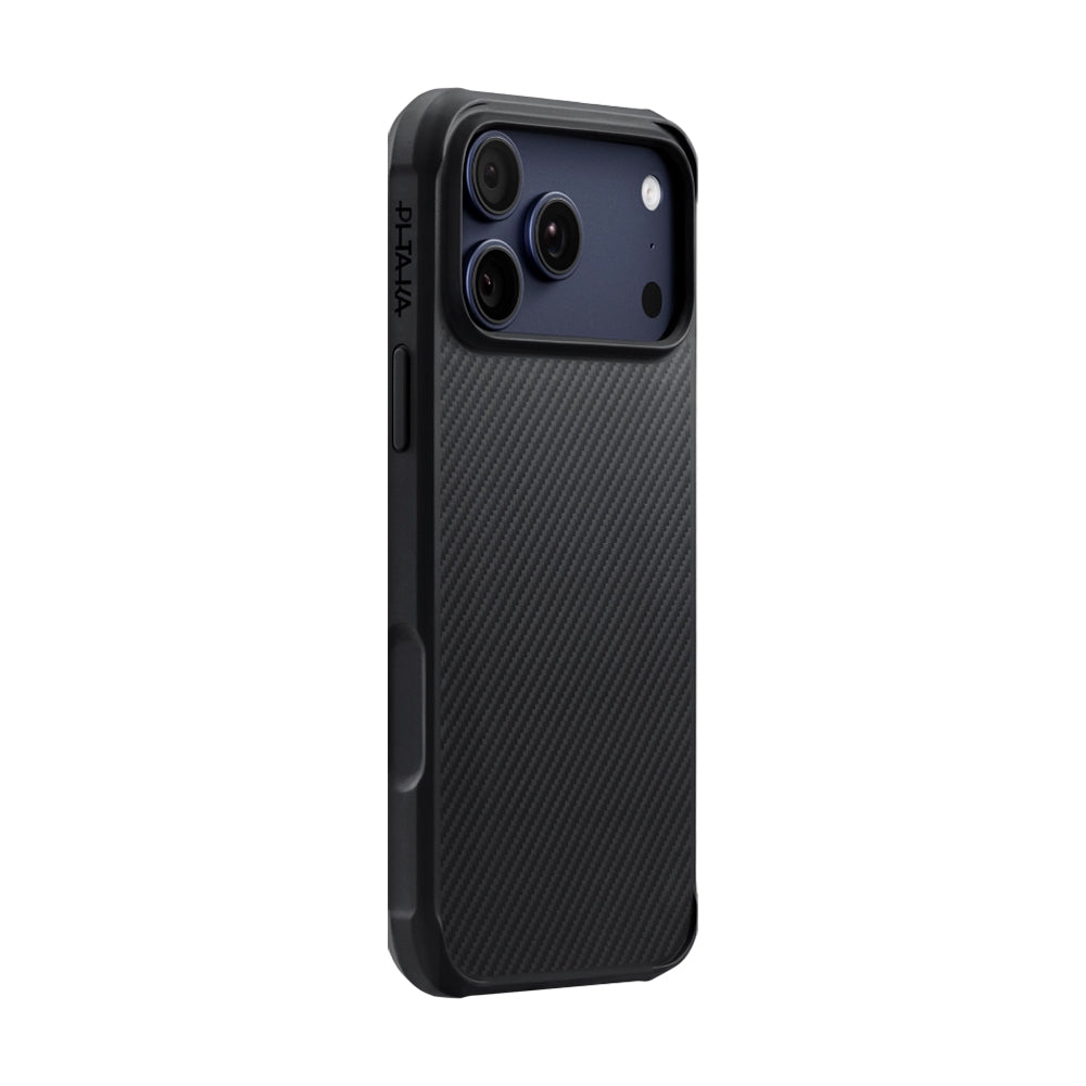 iPhone 17 Pro Kılıf M-safe Şarj Özellikli Pitaka Aramid Pro Guard Serisi Black-Gray Karbon Kılıf