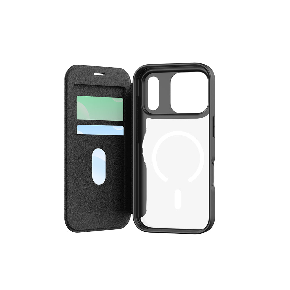 iPhone 17 Pro Kılıf M-Safe Şarj Özellikli Raptic Air Folio Şeffaf Kartlıklı Kılıf