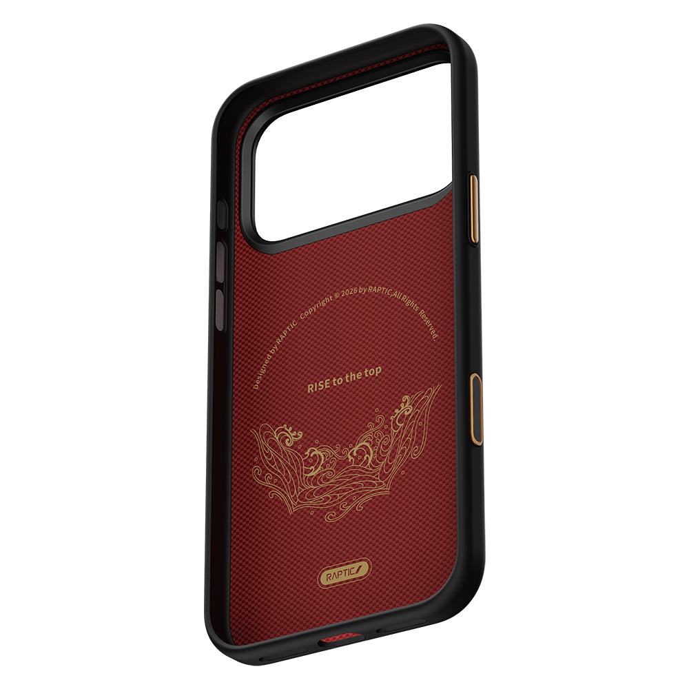 iPhone 17 Pro Kılıf M-safe Şarj Özellikli Raptic Aramid Dual Rise Serisi 24 Ayar Altın Kaplamalı Karbon Kılıf