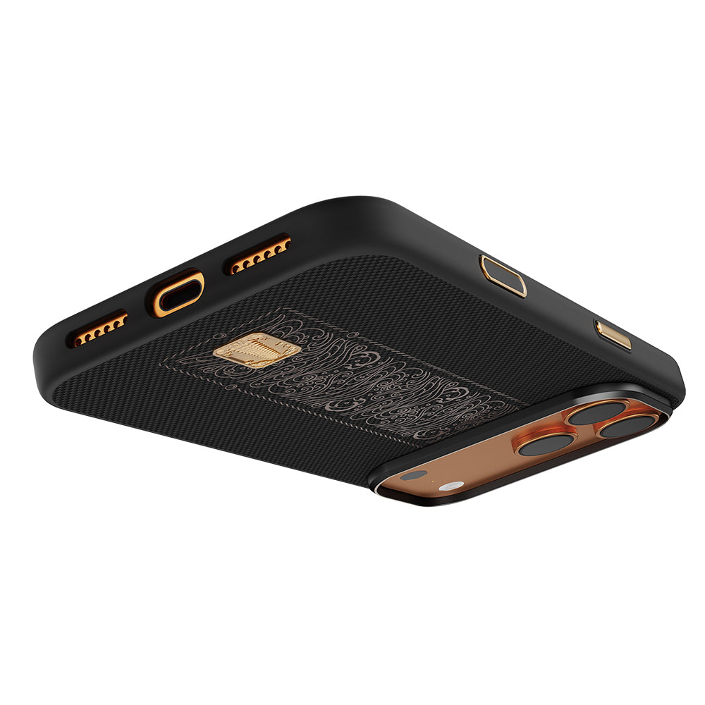 iPhone 17 Pro Kılıf M-safe Şarj Özellikli Raptic Aramid Dual Rise Serisi 24 Ayar Altın Kaplamalı Karbon Kılıf